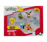 Pok mon PKW3614 Figura de Batalla Multipack - Paquete de 6 con Pikachu Pottrot Milza Sheinux Evoli y Machollo Figuras Oficiales 5 cm cada una