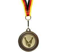 Pokal-Fabrik.de Juego de 10 medallas de bolos de metal, para colgar en honores de premios, medallas para niños con banda alemana y emblema para clubes y torneos