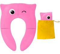 POKANIC - Funda para asiento de inodoro, almohadillas plegables de silicona antideslizantes, portátiles, reutilizables, para niños, niños y niñas, bolsa de transporte, Rosado
