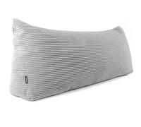 POKAR Almohada Lectura Cuña 180x50x20 cm | Cojín Respaldo para Cama y Sofá con Apoyo Espalda | Cojín Lumbar con Funda de Pana Suave y Bolsillos Laterales | Certificado Öko Tex | Gris