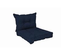 POKAR Cojines Lounge Exterior Cojin Asiento Muebles Jardín Cojin para Silla, Set de 2: Cojin Asiento 50x50x10 cm + Respaldo 50x40x10 cm, Azul Oscuro