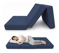 POKAR Colchón Plegable Colchon Coche Cama Plegable para Invitados Camping Cuna de Viaje 160 x 195 x 15 cm, Azul Oscuro