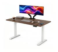 POKAR Escritorio Elevable Eléctrico 180x80 cm | Tablero Macizo 25mm | Panel con Memoria, USB-C y USB-A | Mesa Regulable en Altura para Teletrabajo | Estructura Blanca, Tablero Roble Davos