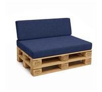 POKAR Set de 2 Cojines para Palets | 1x Asiento 120x80 + 1x Respaldo 120x40 para Sofá de Jardín | Fundas Desenfundables | Ideal para Europalés | Fabricado en UE | Oeko-Tex | Azul Marino