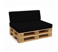 POKAR Set de 2 Cojines para Palets Impermeable | 1x Asiento 120x80 + 1x Respaldo 120x40 para Sofá de Jardín | Fundas Desenfundables | Ideal para Europalés | Fabricado en UE | Oeko-Tex | Negro