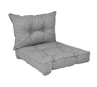 POKAR Set de 2 Cojines para Silla de Exterior: Asiento 60x60x10 + Respaldo 60x40x10 cm | Cojines para Muebles de Jardín, Terraza y Ratán | Made in EU | Gris