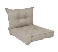 POKAR Set de 2 Cojines para Silla de Exterior: Asiento 70x70x10 + Respaldo 70x40x10 cm | Cojines para Muebles de Jardín, Terraza y Ratán | Made in EU | Beige