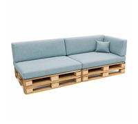 POKAR Set de 6 Cojines para Palets 2X Asiento 120x80, 2X Respaldo 120x40, 1x Lateral 60x40, 1x Déco 40x40 | Cojines para Sofá de Jardín | Fundas Desenfundables | Fabricado en UE | Oeko-Tex | Azul
