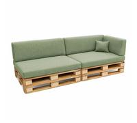 POKAR Set de 6 Cojines para Palets 2X Asiento 120x80, 2X Respaldo 120x40, 1x Lateral 60x40, 1x Déco 40x40 | Cojines para Sofá de Jardín | Fundas Desenfundables | Fabricado en UE | Oeko-Tex | Verde