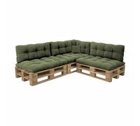 POKAR Set de 8 Cojines para Palets en Pana Suave: 3X Asiento, 3X Respaldo, 1x Lateral, 1x Decorativo | Cojines Acolchados para Sofá de Jardín | Interior y Exterior Caqui