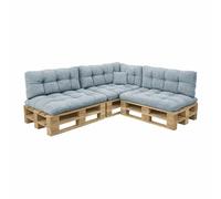 POKAR Set de 8 Cojines para Palets en Pana Suave: 3X Asiento, 3X Respaldo, 1x Lateral, 1x Decorativo | Cojines Acolchados para Sofá de Jardín | Interior y Exterior Azul
