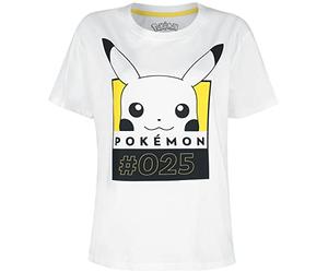 Pokèmon #25 Pikachu Mujer Camiseta Blanco M, 100% algodón, Regular