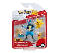 Pokemon 3 Pack-Features 2 Inch Omanyte y Pikachu, Figura de Batalla de 3 Pulgadas Lucario