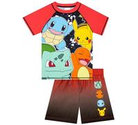 Pokémon Bañador Niño, Bañador Natacion Niño con Motivo De Bulbasaur, Squirtle, Charmander Y Pikachu, Bañadors Niños De 2 Piezas, Rojo 8-9 Años