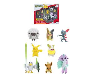 Pokemon Bandai 8 Figuras Battle - Pikachu, Evoli (Eevee), Oveja (Wooloo), Farfuret (Sneasel), Voltutou (Yamper), Palarticho (Sirfetch'd), Ponyta (Ponyta), Morpeko - PKW0185