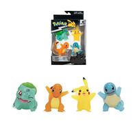 Pokémon Bandai JW2798 - Pack de 4 Figuras translúcidas (Bulbizarre, Pikachu, Salamèche y Carapuce, 8 cm)