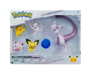 Pokemon - Battle Figure 30th Ann 5pk Multipack | Figura Mewtwo de 4,5 pulgadas más cuatro figuras de combate de 2 pulgadas