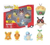 Pokémon Battle Figure 6 Pack - 5cm Figures Pawnii, Turtwig, Hoothoot, Torchic, Appletun, Squirtle - Official playset for Children 4+ Years