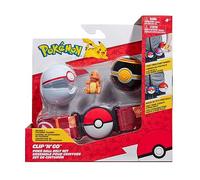 Pokémon Belt Set - Figura de Batalla Charmander de 2 Pulgadas con cinturón Clip 'N' Go más Pelota de Lujo y Accesorios de Pokéball (Jazwares PKW3163)