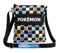 Pokémon Bolso Bandolera para Niños y Adolescente, Ajustable Pikachu Bolsos Marca para Viaje Teléfono Cartera, Regalo Infantil (Negro/Multi)