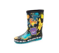 Pokémon Botas de agua para niños | Botas de agua para niños con estampado de personajes de Pikachu, Gengar y Charizard en negro Botas de goma resistentes al agua