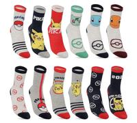 Pokémon Calcetines Niño Algodón, 12 pares - Calcetines Niños Cómodos y Suaves, Talla 38/40