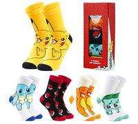 Pokémon Calcetines Niños y Adolescentes, 30-39 EU, Pack de 5 Calcetines Transpirables y Suaves, Pikachu Anime, Regalo Gamer (30-35, Multicolor)