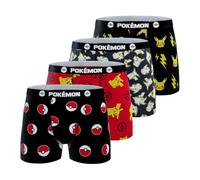 Pokémon Calzoncillos bóxer Pikachu para niños, Suaves, Transpirables y cómodos (Juego de 4), Negro/Rojo/Blanco/Amarillo 6/8 años