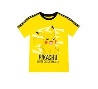 Pokémon Camiseta Niño | Camiseta Pikachu de algodón para Niños | Camisetas de Manga Corta para Chicos | Amarillo | 6-7 Años