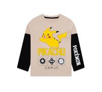 Pokémon Camiseta Niño, Pikachu Camisetas Niño de Manga Larga, Pikachu Ropa De Niño, Beige 8-9 Años