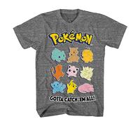 Pokemon Camiseta oficial para hombre Pikachu Game - Gotta Catch Em All, Gris Heather, X-Large