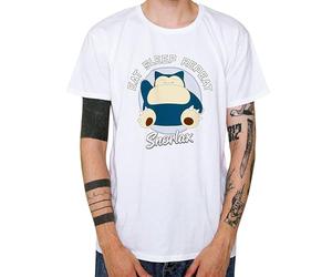 Pokemon - Camiseta Snorlax Eat Sleep Repeat para Adultos Unisex (M) (Blanco)