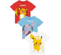 Pokémon Camisetas Pack De 3, Ropa para Niños, Camisetas De Pikachu, Raichu Y Mewtwo, Multicolor 10-11 Años