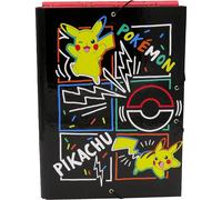 CyP Brands-Pokémon - Carpeta de solapas, Colorful, Pikachu, Carpeta con gomas, Material Escolar, Color Negro, Producto Oficial