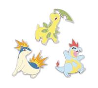 Pokémon Center: Bayleef, Quilava y Croconaw Pokémon Pins (paquete de 3), Talla única, Aleación de zinc/esmalte duro, No es una piedra preciosa