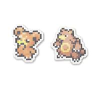 Pokémon Center: Teddiursa & Ursaring Pokémon Pixel Pins (paquete de 2), Aleación de zinc/esmalte duro, No es una piedra preciosa