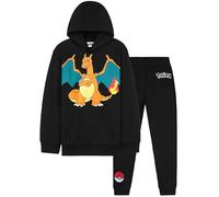 Pokemon Chandal Niño 2 Piezas, Conjunto de Ropa Sudadera con Capucha y Pantalón Jogger, Anime Regalos para Niños y Adolescentes (5-6 Años, Negro Charizard)