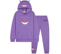 Pokémon Chandal Niño 2 Piezas, Conjunto de Ropa Sudadera con Capucha y Pantalones Jogger, Anime Regalos para Niños y Adolescentes (11-12 Años, Morado Gengar)