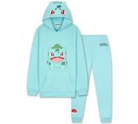 Pokémon Chandal Niño 2 Piezas, Conjunto de Ropa Sudadera con Capucha y Pantalones Jogger, Anime Regalos para Niños y Adolescentes (13-14 Años, Verde Bulbasaur)