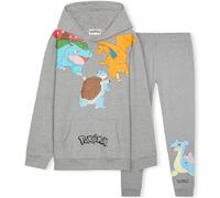 Pokémon Chandal Niño 2 Piezas, Conjunto de Ropa Sudadera con Capucha y Pantalones Jogger, Anime Regalos para Niños y Adolescentes (Gris, 7-8 Años)