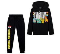 Pokémon Chándal Niño Conjunto 2 Piezas Sudadera con Capucha y Pantalones de Chándal para Niños y Adolescentes 5-14 Años (Negro, 5-6 años)