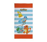 Character World Toalla Oficial de Pokémon para niños, sensación súper Suave, diseño Divertido con Pikachu Squirtle Charmander, hogar, baño, Playa y Piscina, Talla única, 70 cm x 140
