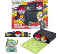 Pokémon Cinturon Set Bandolier Bulbasaur & Bolas Incluye 1x 5 cm Figura, 1x Bolsa, 1x Cinturón & 2 x Pokeballs - Licencia Oficial Juguetes 2022