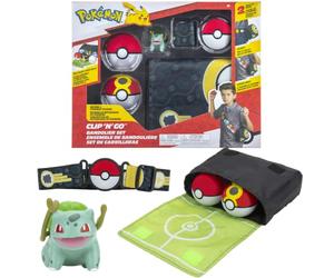 Pokémon Cinturon Set Bandolier Bulbasaur & Bolas Incluye 1x 5 cm Figura, 1x Bolsa, 1x Cinturón & 2 x Pokeballs - Licencia Oficial Juguetes 2022