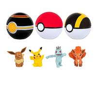 Pokemon Clip 'N' Go Multipack con Pikachu, Vulpix y bola de lujo, bola Eevee y Poké, Machop y Ultra Ball, exclusiva de Amazon