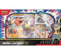 Pokémon: Colección con Figura Mega-Lucario ex de JCC Pokémon (1 Carta holográfica de promoción grabada en Relieve, 1 Carta de promoción de Gran tamaño, 5 Sobres de Mejora y 1 Figura de Mega-Lucario)