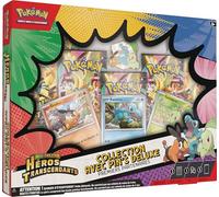 Pokémon: Colección con Pin Deluxe Primeros Compañeros de Megaevolución-Héroes Ascendentes (3 Cartas holográficas de promoción, 1 Pin Deluxe y 5 Sobres de Mejora)