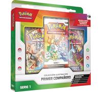 Pokémon: Colección Ilustración Primer Compañero de JCC Pokémon (Serie 1) (3 Cartas de promoción, 2 Sobres de Mejora y 1 Hoja con Pegatinas)