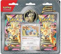 Pokémon: Colección Laureano de Megaevolución-Héroes Ascendentes (1 Carta holográfica de promoción, 1 Moneda y 2 Sobres de Mejora)