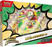Pokémon: Colección Mega-Meganium ex de Megaevolución-Héroes Ascendentes (1 Carta holográfica de promoción, 1 Carta de Gran tamaño con Efecto 3D y 4 Sobres de Mejora)